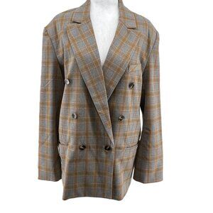 🧥 Steve Madden Women's Oversized Double Breasted Plaid Blazer Jacket – Size L